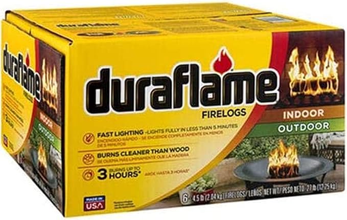 Duraflame 4.5 Pound 3 Hour Long Burn Time Indoor Outdoor Quick Light Fire Log (18-Pack)