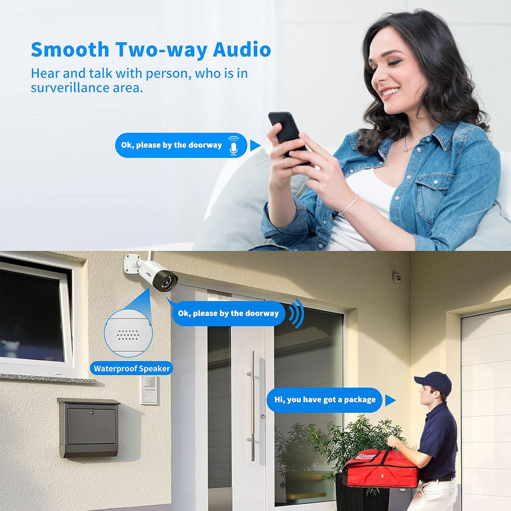 hiseeu 5mp security camera wireless outdoor, compatible nvr on a desk or shelf