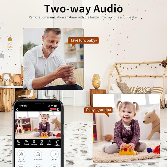 VSTARCAM Indoor Security Camera, 2K HD 360° PTZ Dog Pet Camera