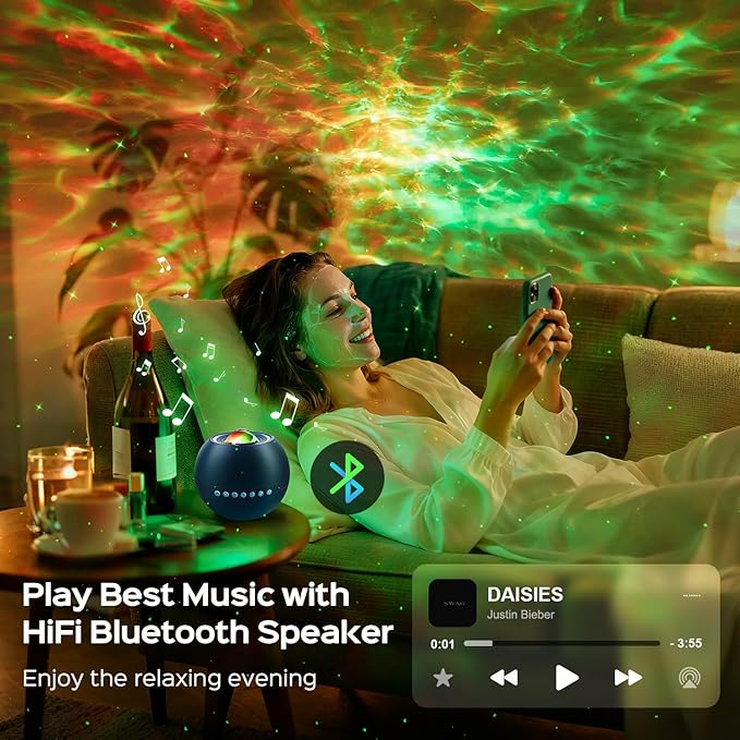 Star Projector for Bedroom Galaxy Projector for Bedroom, 15 White Noise Sound