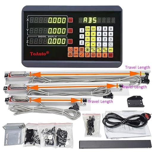 Mill Lathe Digital Readout DRO Display 3 Axis 5µm Precision 250mm+400mm+350mm