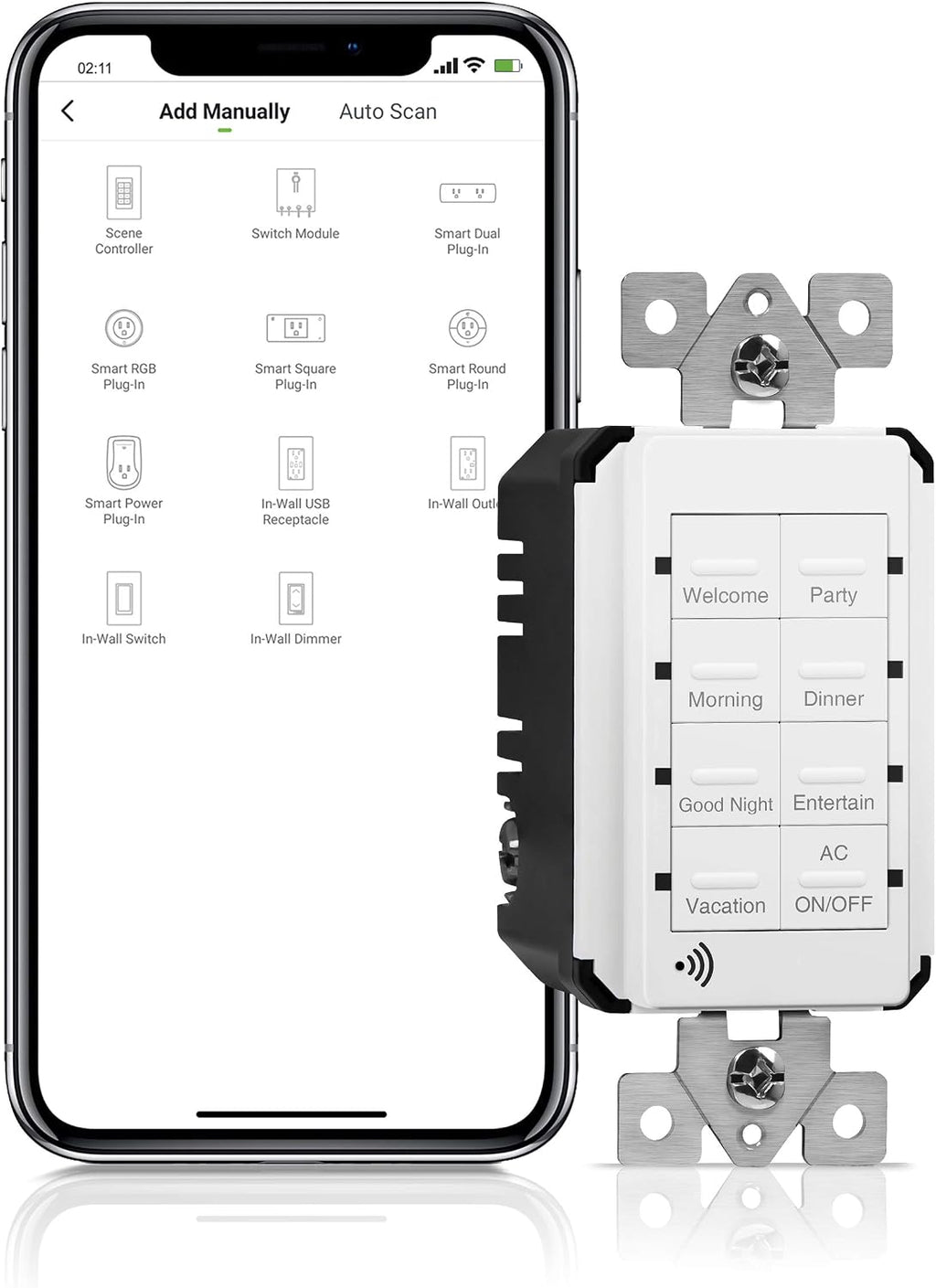 TOPGREENER Smart Light Switch Wi-Fi Scene Controller, 8-Button Programmable