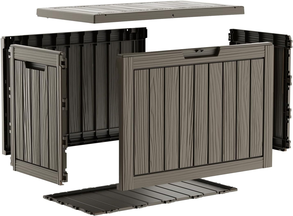 vixzen versatile resin deck box, all weather lockable, package contents