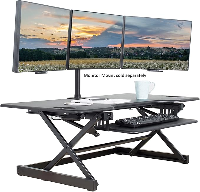 Rocelco 46" Large Height Adjustable Standing Desk Converter