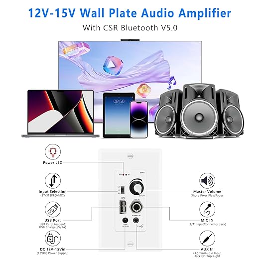 PNWCZ in Wall Audio Control Amplifier Receiver Compatible