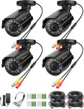 Anlapus 4-Pack 1080P Security Cameras for 2MP, 5MP, 4K Analog Surveillance DVR System, 80ft Night Vision, IP66 Weatherproof HD-TVI CCTV Bullet Camera for Indoor Outdoor