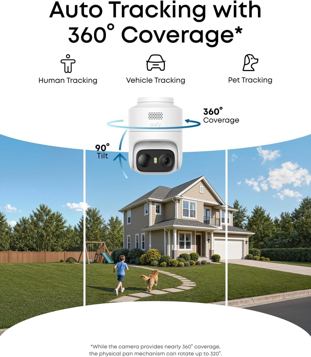 eufy security eufycam c37 2-cam kit, 360° pan&tilt shown in use