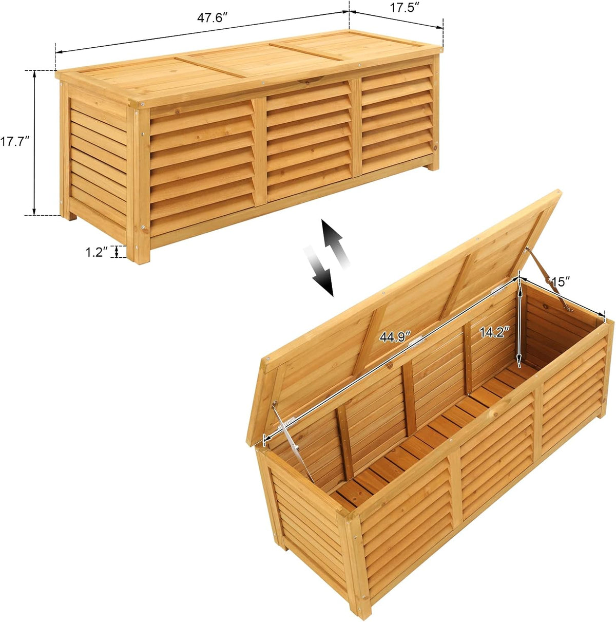 vingli outdoor wooden deck box, storage box with on a desk or shelf