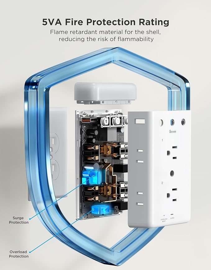 Govee Smart Plug Outlet Extender, 3-Sided Smart Power Strips