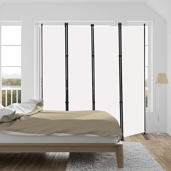 MAYOLIAH 4 Panel Room Divider Screen 6Ft Tall Foldable Privacy Dividers Indoor