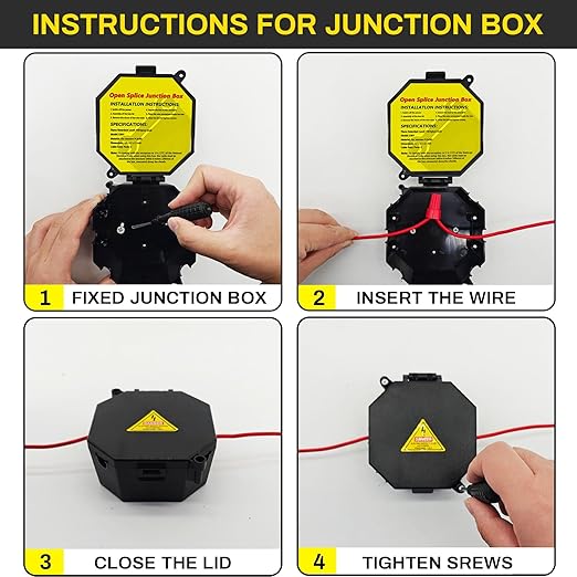 MIARALA Black Open Splice Junction Box, Splice Box Wire Electrical Junction Box (10 Pack)