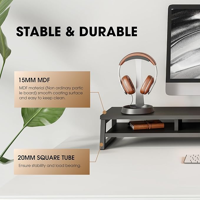 Fenge Dual Monitor Stand for Desk, 42.5in Large Monitor Riser for 2 Monitors
