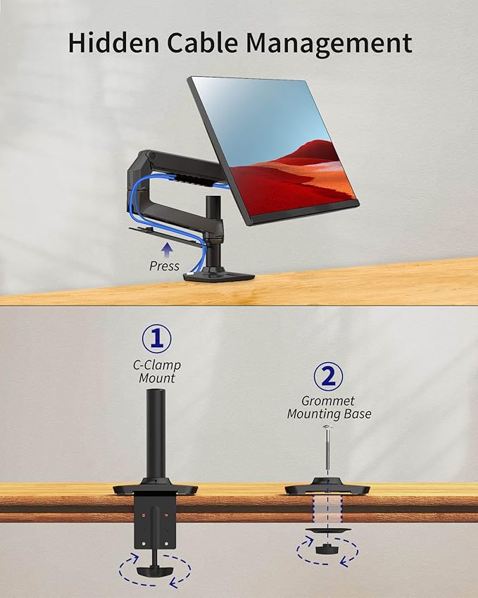 Ergounion Single Monitor Arm Desk Mount, Holds Screens up to 40 Inches and 25
