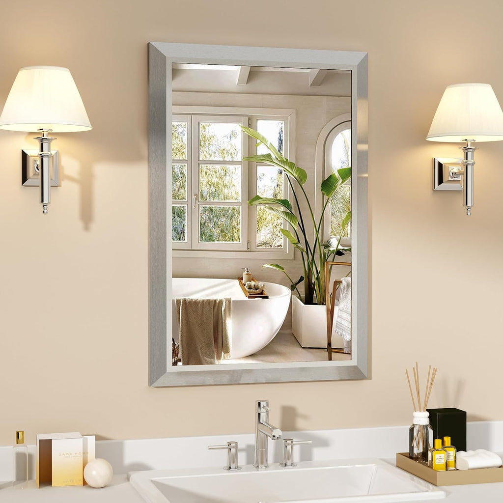 SMIROR Brushed Silver Bathroom Mirror