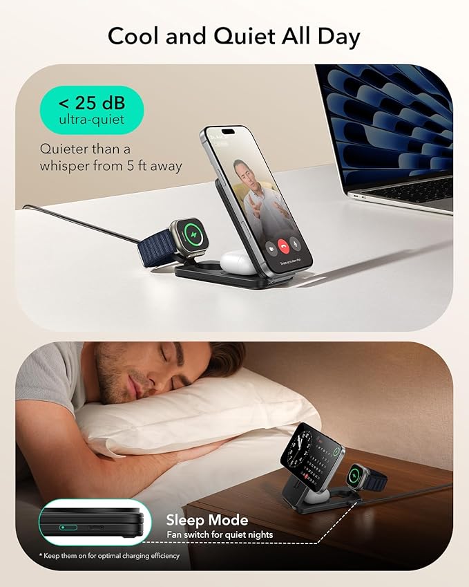 ESR 3 in 1 Charging Station for Apple, Qi2.2 25W MagSafe Charger