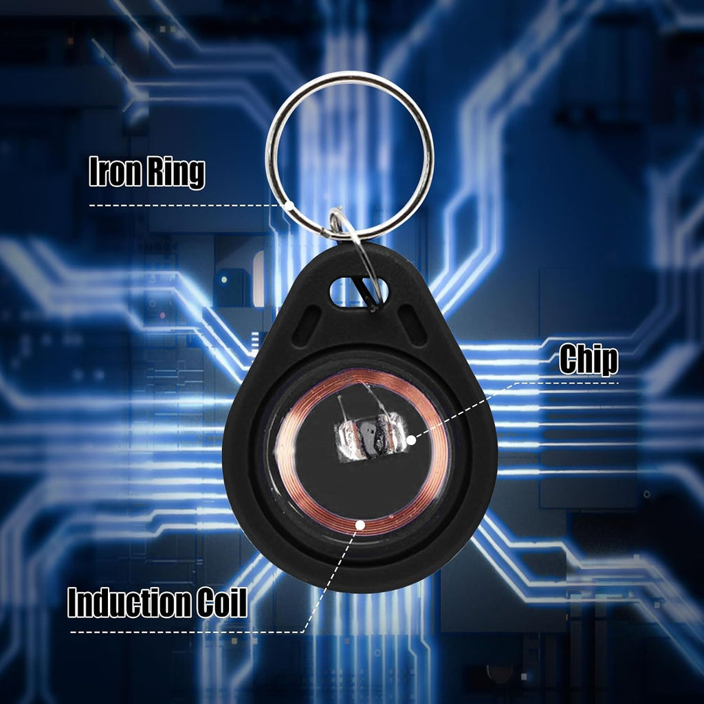 rfid key fobs 125khz 50 pcs, t5577 proximity showing dimensions