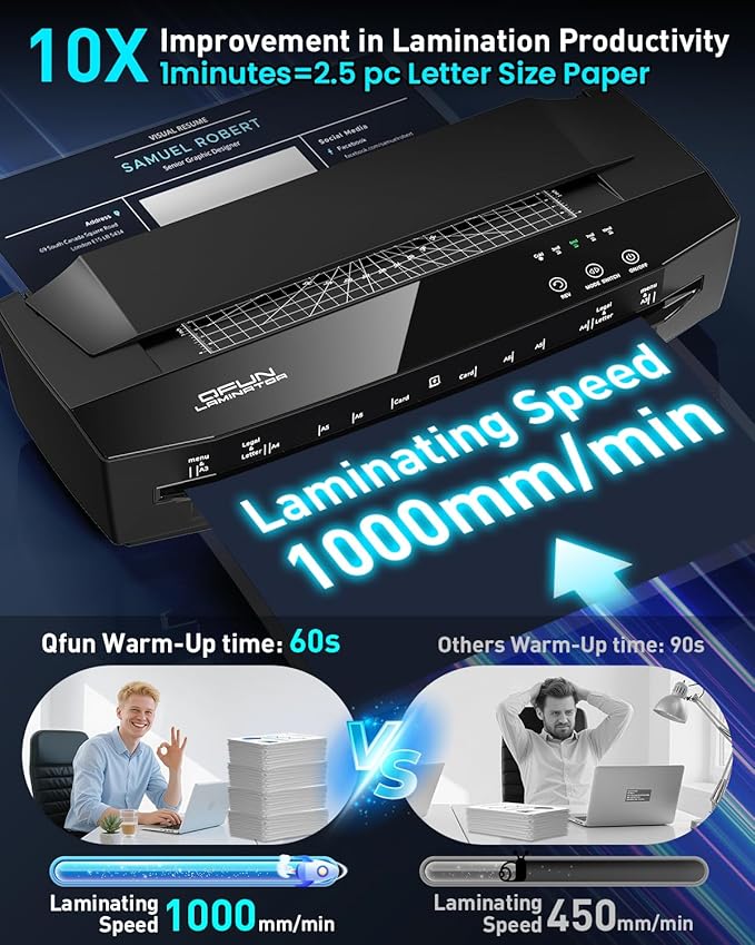 Qfun 3-10 Mil Thermal Laminator Machine 11x17 Heavy Duty Lamination Machine