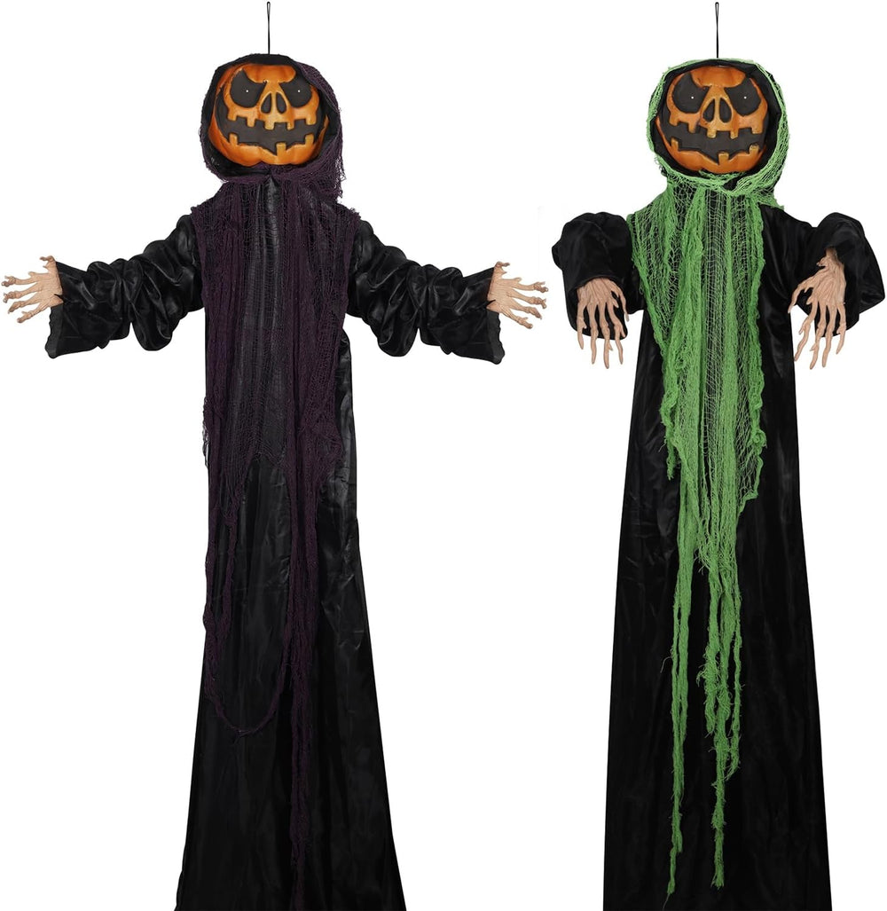 yosager 2 Pack Halloween Decorations, 6 FT Lighted Hanging Pumpkin Men