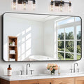 Bathroom Mirror, Metal Frame Rounded Corner Vanity Mirror, Large Wall Mounted