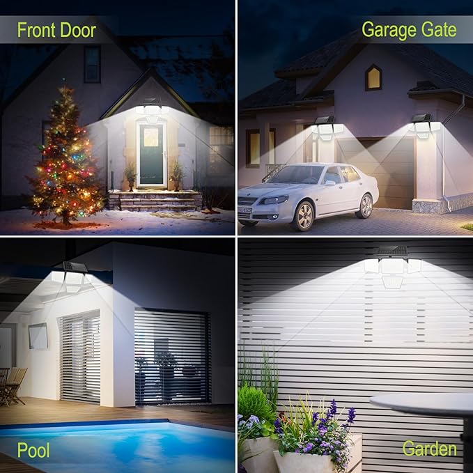 daphino 3000LM Solar Lights Outdoor (2 Pack)