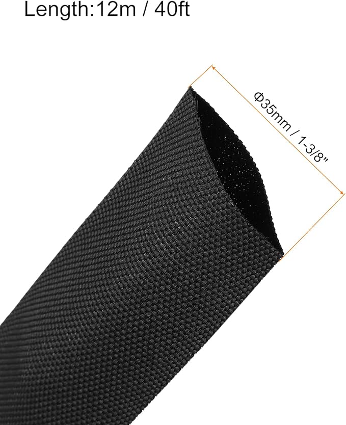 MECCANIXITY Braided Cable Sleeves Heat Shrinkable Fabric Sleeving, 1 3/8" 40ft