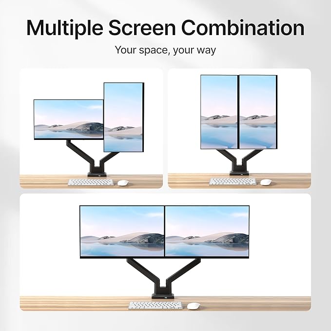 monTEK Dual Monitor Mount with USB Monitor Arms