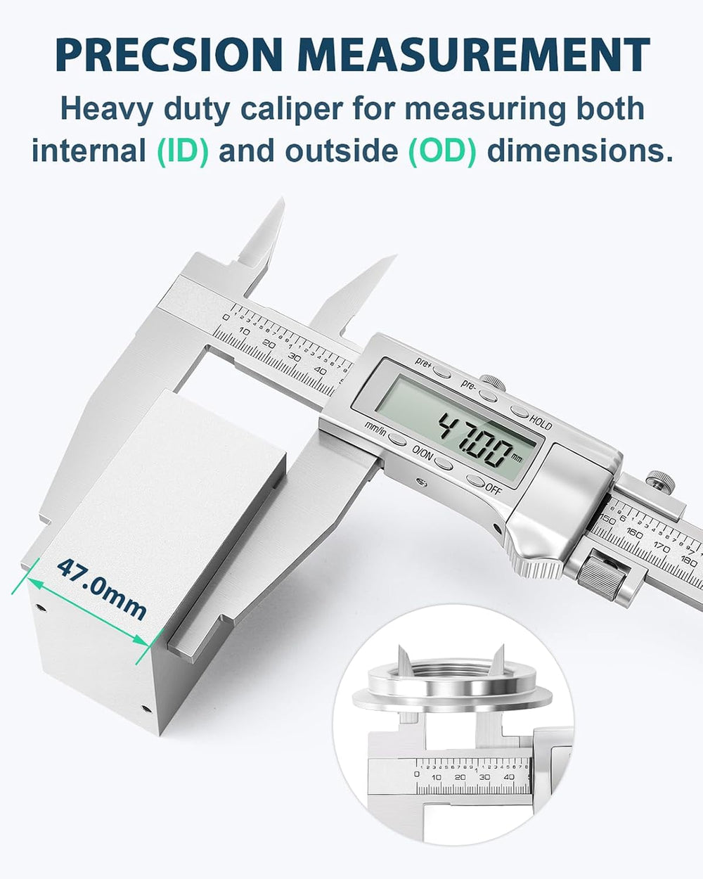 12 Inch Digital Caliper with 4 Inch Jaw, Full Metal Frame