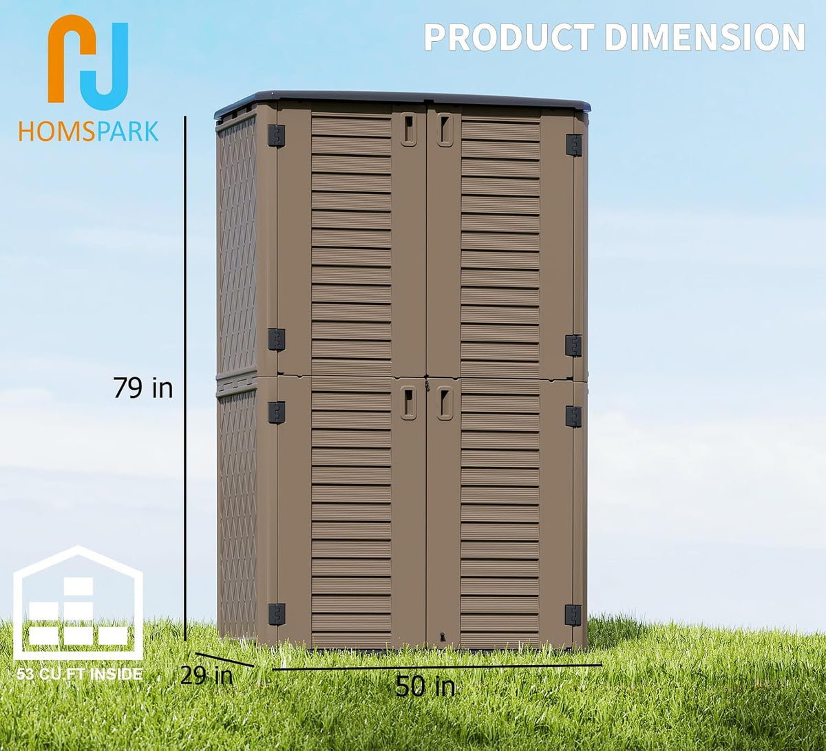 homspark storage shed weather resistance, multi-purpose outdoor storage, close-up detail