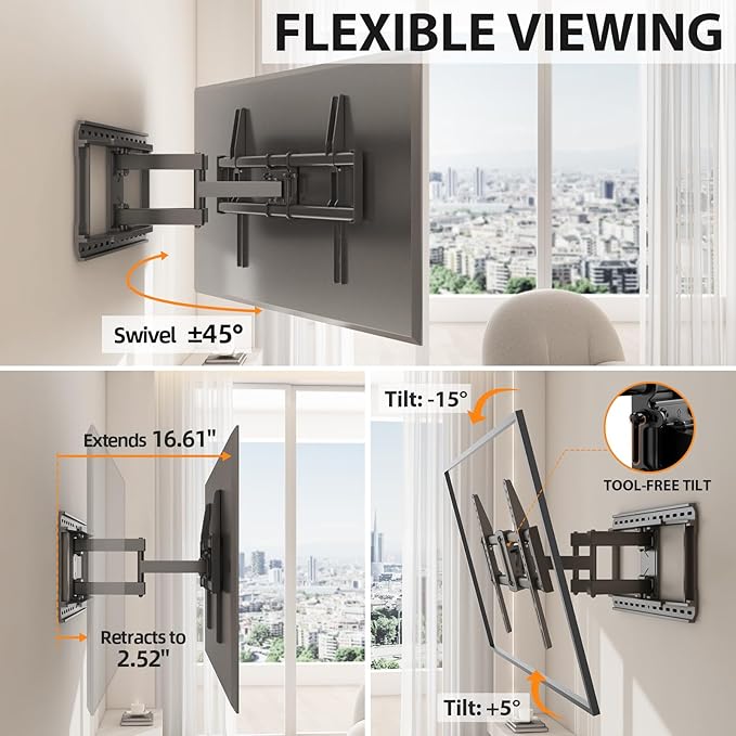 IWORKBOARD Full Motion 75 85 86 90 97'' TV Wall Mount Bracket, Loads 150 lbs