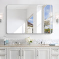48x30 Inch Silver Bathroom Mirror, Metal Framed Silver Rectangle Mirrors
