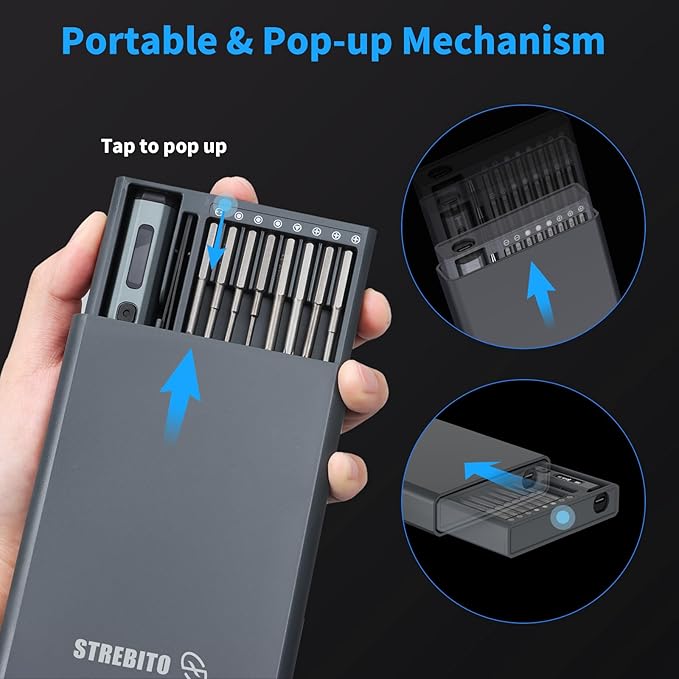 STREBITO Mini Electric Screwdriver Set, 70-in-1 Max Precision Electric