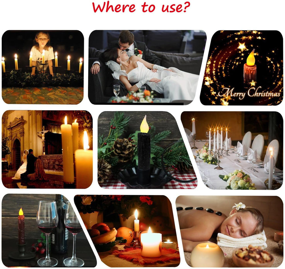 CVHOMEDECO. Glitter Flameless Candles Flickering Battery Operated LED Taper C...