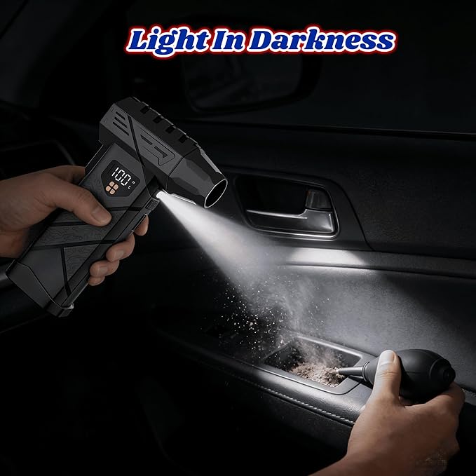 PURECOTERA Powerful Car Vacuum Cleaner, Compressed Air Duster - 6000 mAh