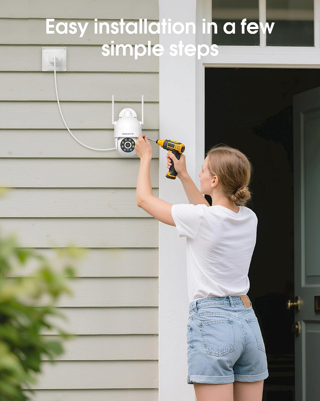 arcctv 2.5k hd security cameras outdoor plug-in, 360°pan-tilt, package contents