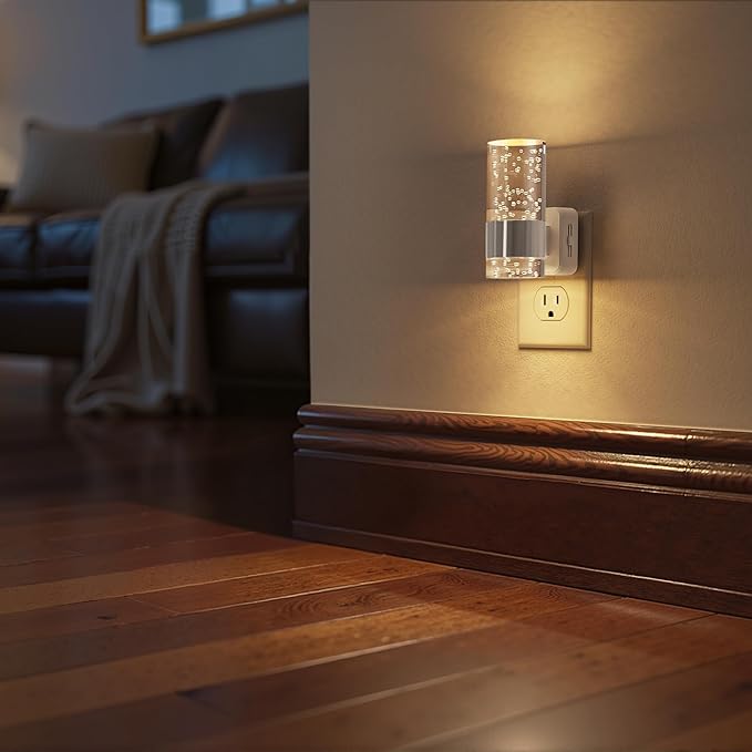 Briignite Night Light, 2 Pack Dimmable Night Lights Plug into Wall, Bubble