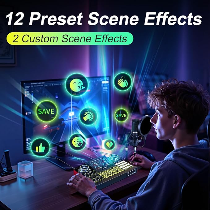 Podcast Microphone Bundle with Live Sound Card Audio Mixer, Podcast Equipment
