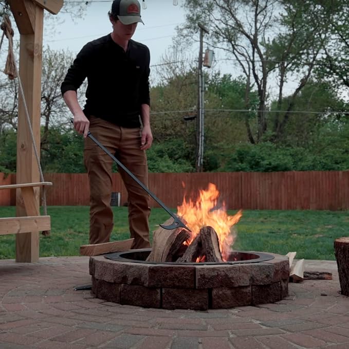 40" Fire Log Tongs Firewood Grabber and Fire Poker Set, Large Fire Pit Tool