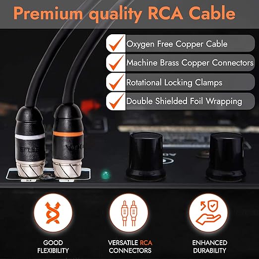 Elite Audio Premium Series 15ft. 2-Channel Car Audio RCA Cable – Double Shielded