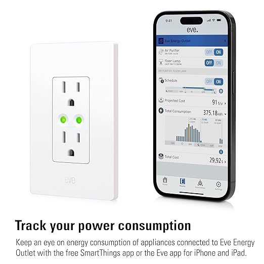 Eve Energy Outlet 3-Pack – Smart Outlet & Power Meter, App & Voice Control