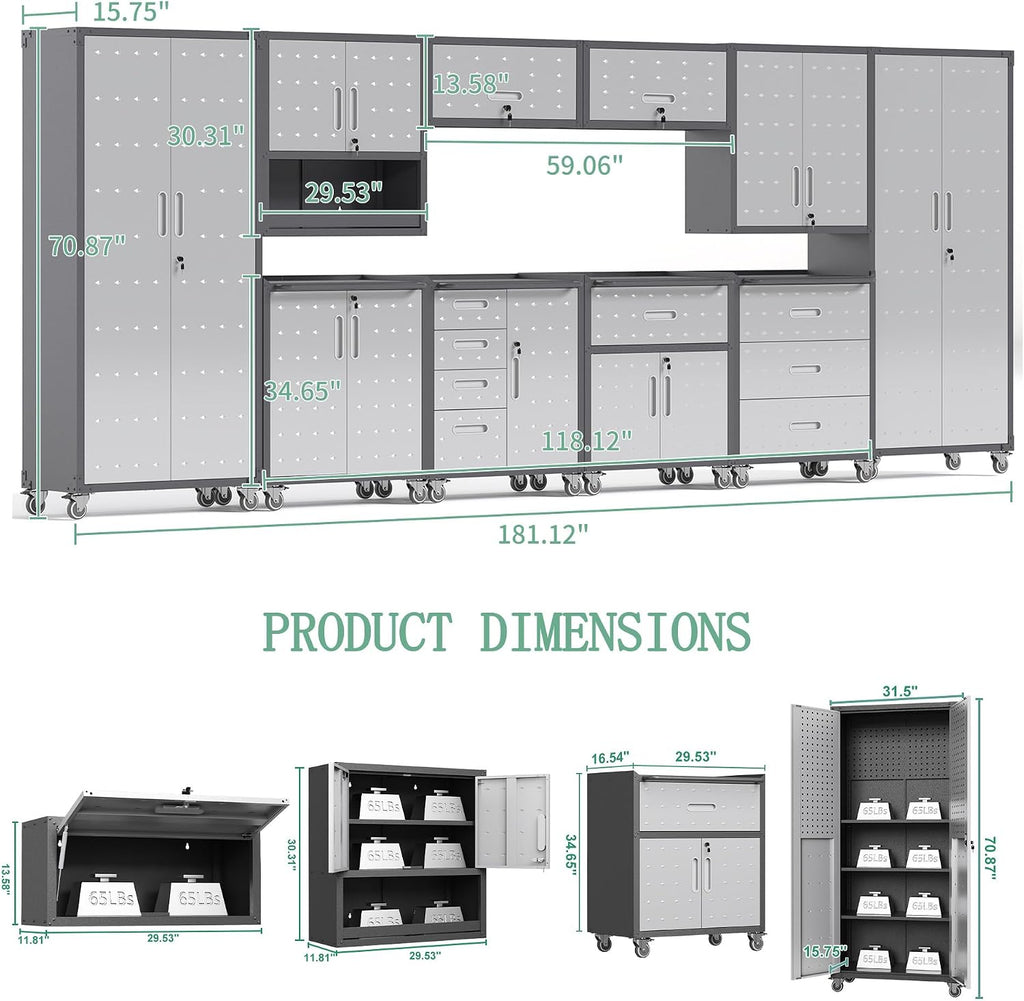 garage storage cabinet system,wall cabinet & locking rolling, close-up detail
