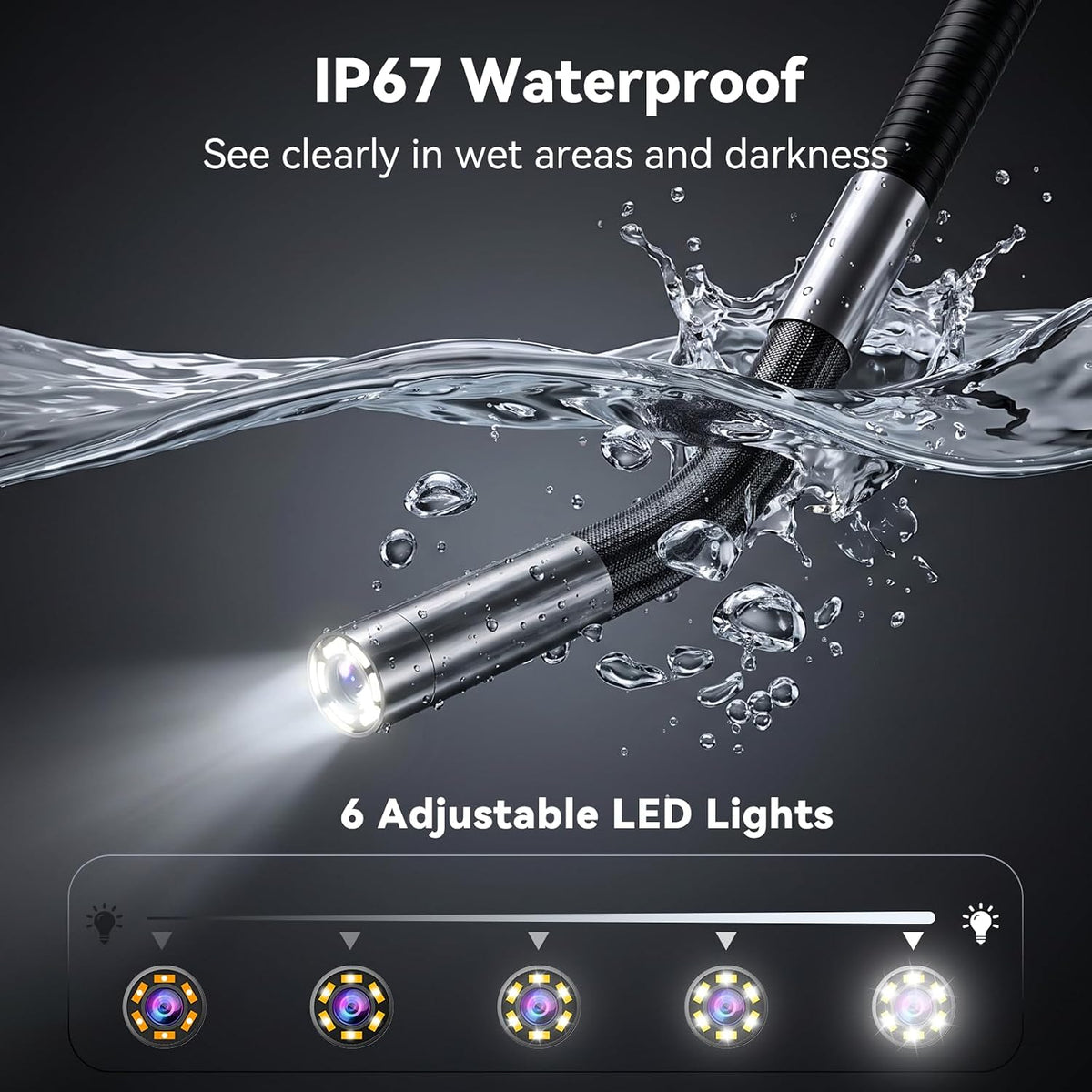two-way 210° articulating borescope, 4.3" 1080p endoscope camera, package contents
