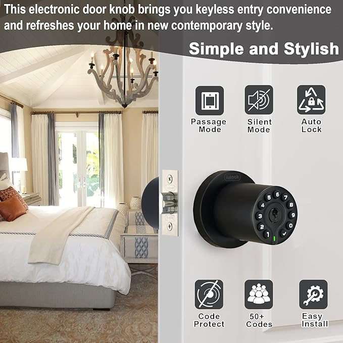 iulock IU-20 Code Door Lock, Electronic Door Knob