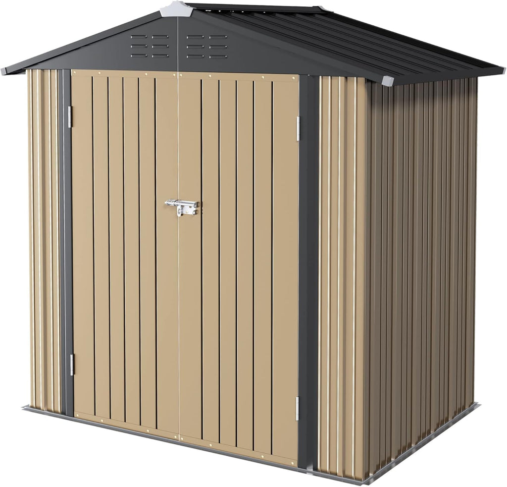 furniwell 6x4 ft outdoor storage shed, metal garden shown in use