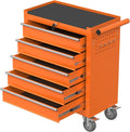 5-Drawer Rolling Tool Chest with Wheels, Metal Tool Storage Cabinet with Lock&Keys and Swivel, Toolbox with drawers, Tool Box for Warehouse,Garage, Repair Shop, Workshop (Orange, 5-Drawer)
