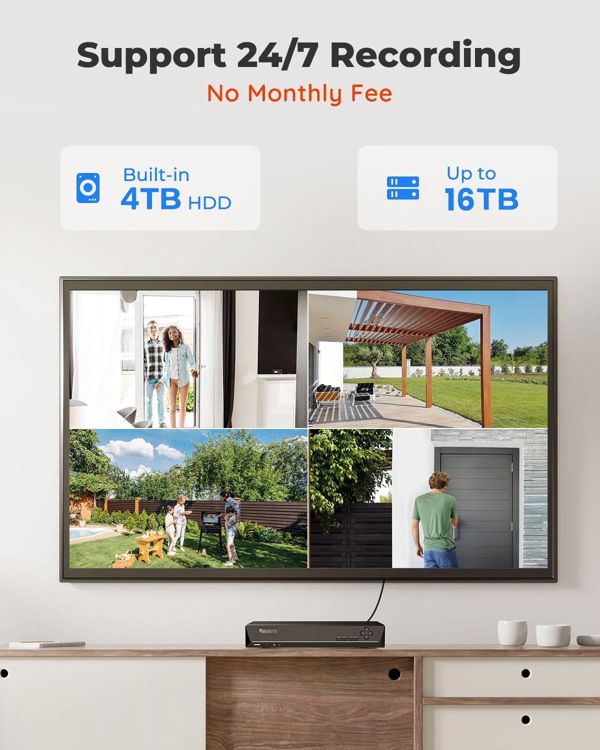 reolink 16ch 5mp home security camera system with showing dimensions