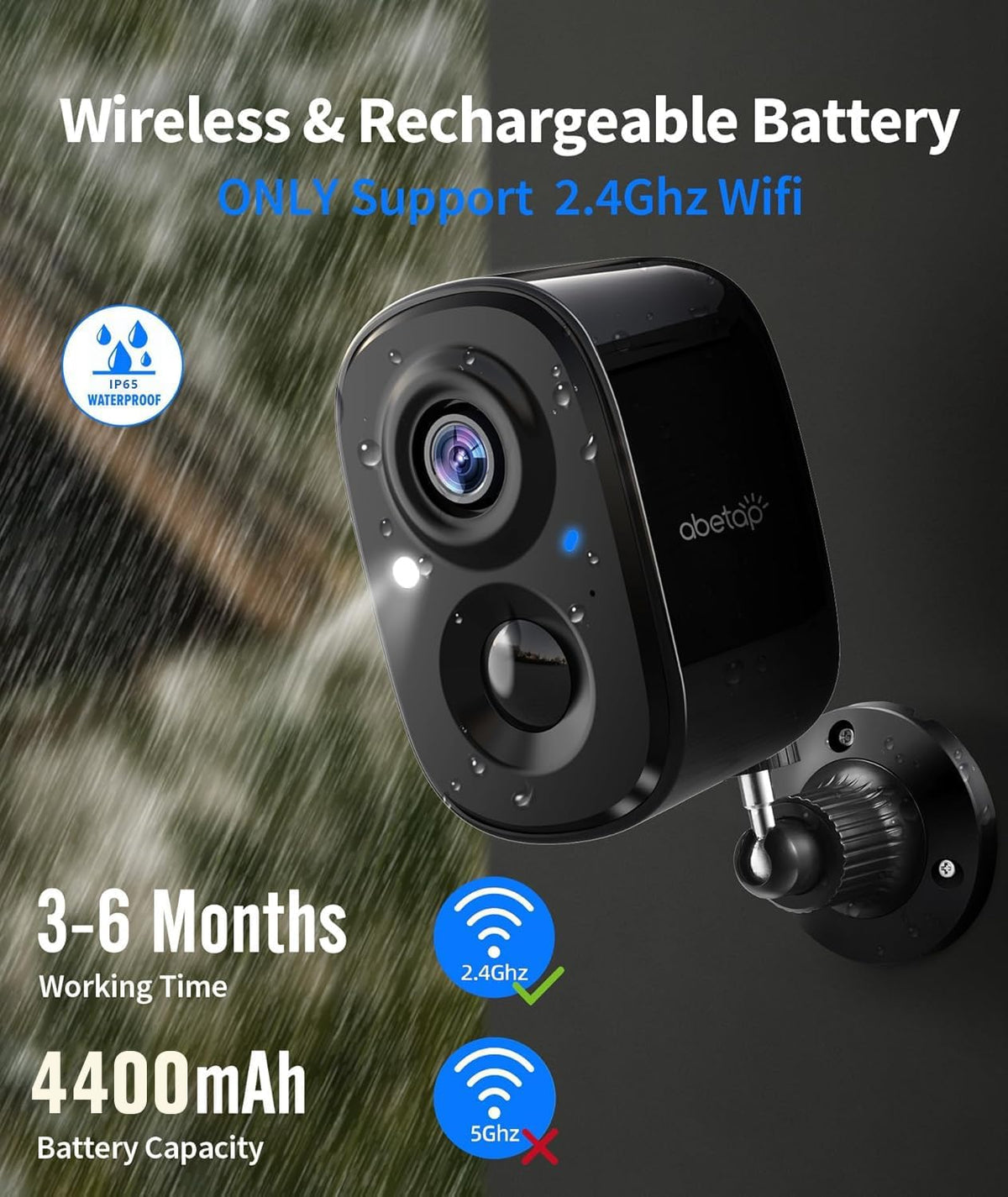 2k wireless security cameras - outdoor wifi security showing dimensions