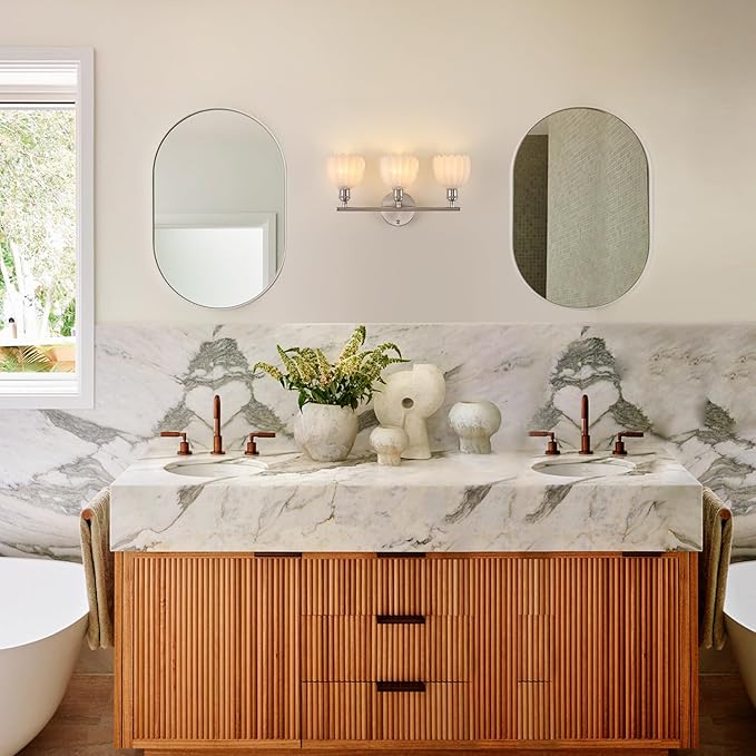 Shenmoyl Bathroom Light Fixtures, 3-Light Vanity Wall Light Over Mirror