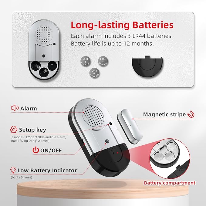 Sanjie Door Alarms When Opened, Door Window Alarm Sensors (8 Pack)