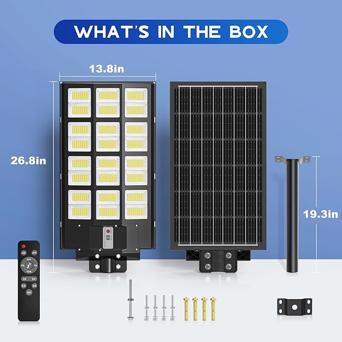 OKPRO Solar Lights Outdoor Waterproof, 8000W Solar Street Light