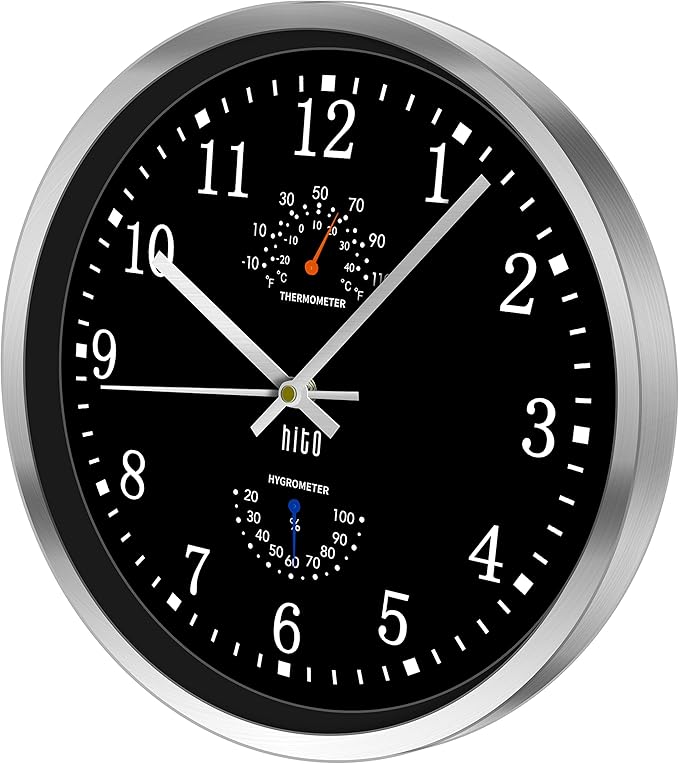 HITO 14 Inch Silent Wall Clock Battery Operated, Large Wall Clock